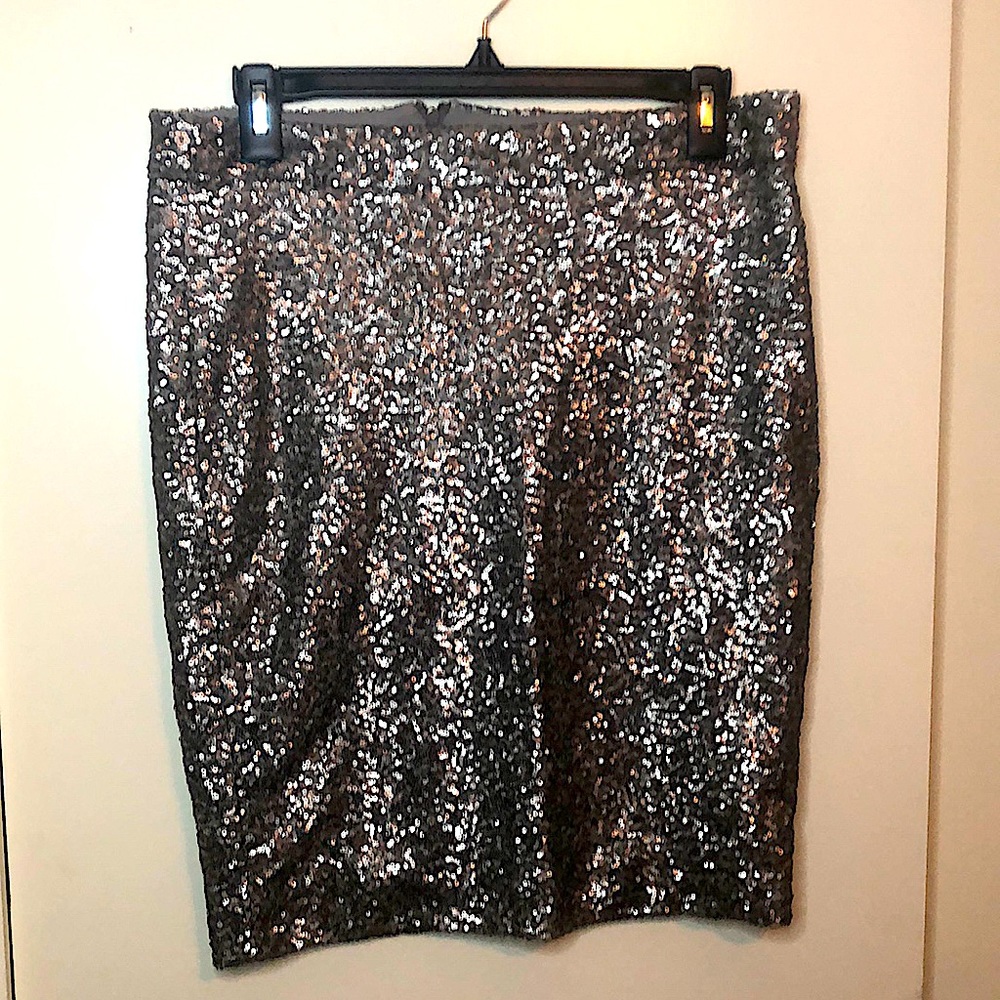 Silver Sequin Pencil Skirt